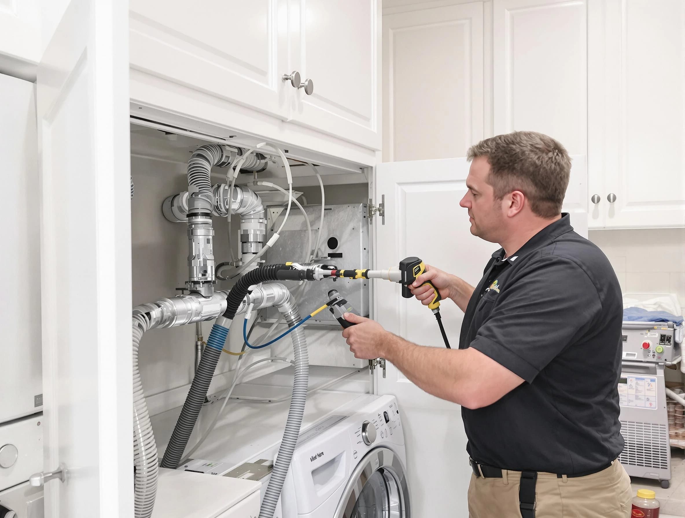 Syracuse Dryer Vent Cleaning professional removing severe blockage from a clogged dryer vent in Syracuse