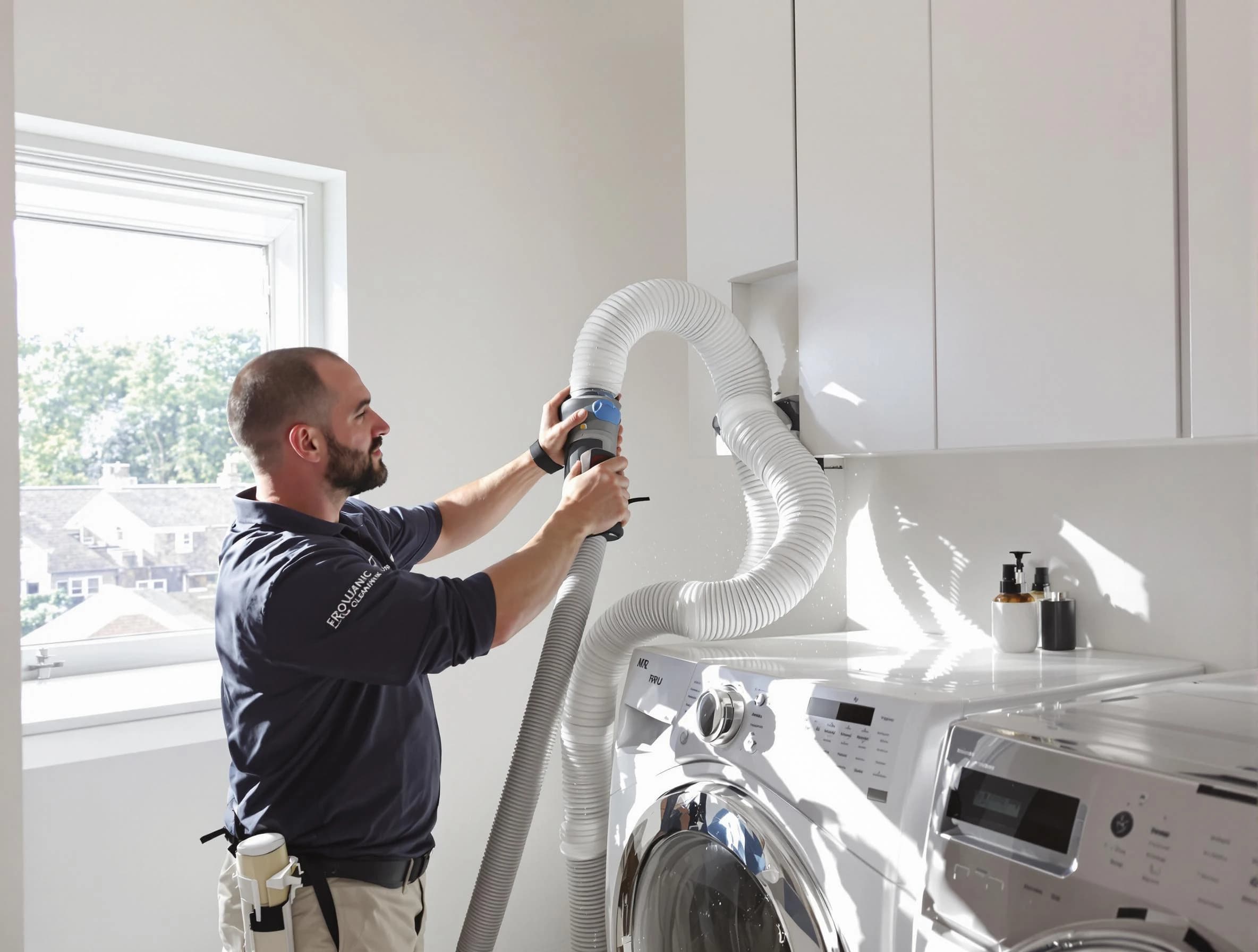 Certified Syracuse Dryer Vent Cleaning technician performing dryer vent cleaning in Syracuse