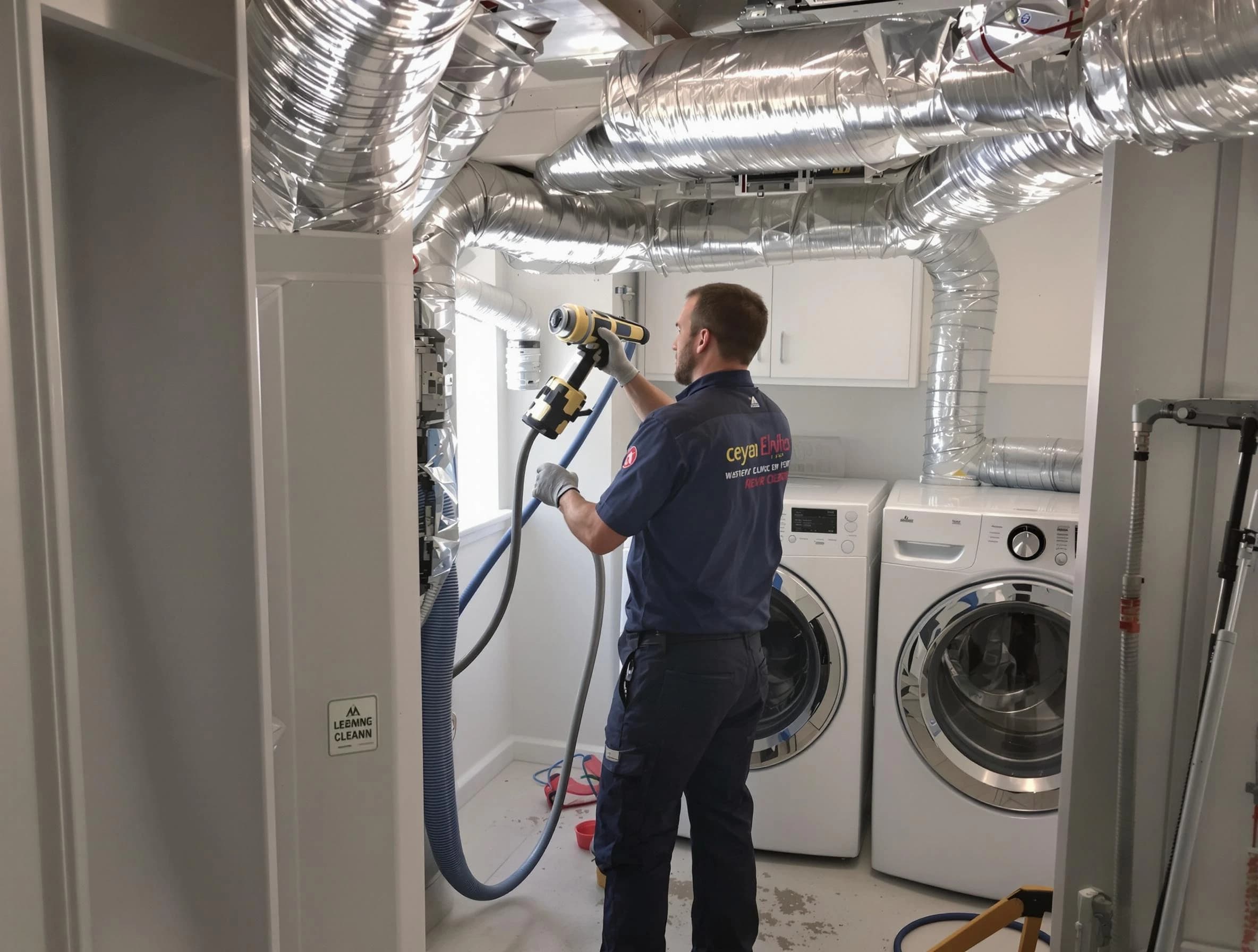 Syracuse Dryer Vent Cleaning specialist using advanced equipment for thorough duct cleaning in Syracuse