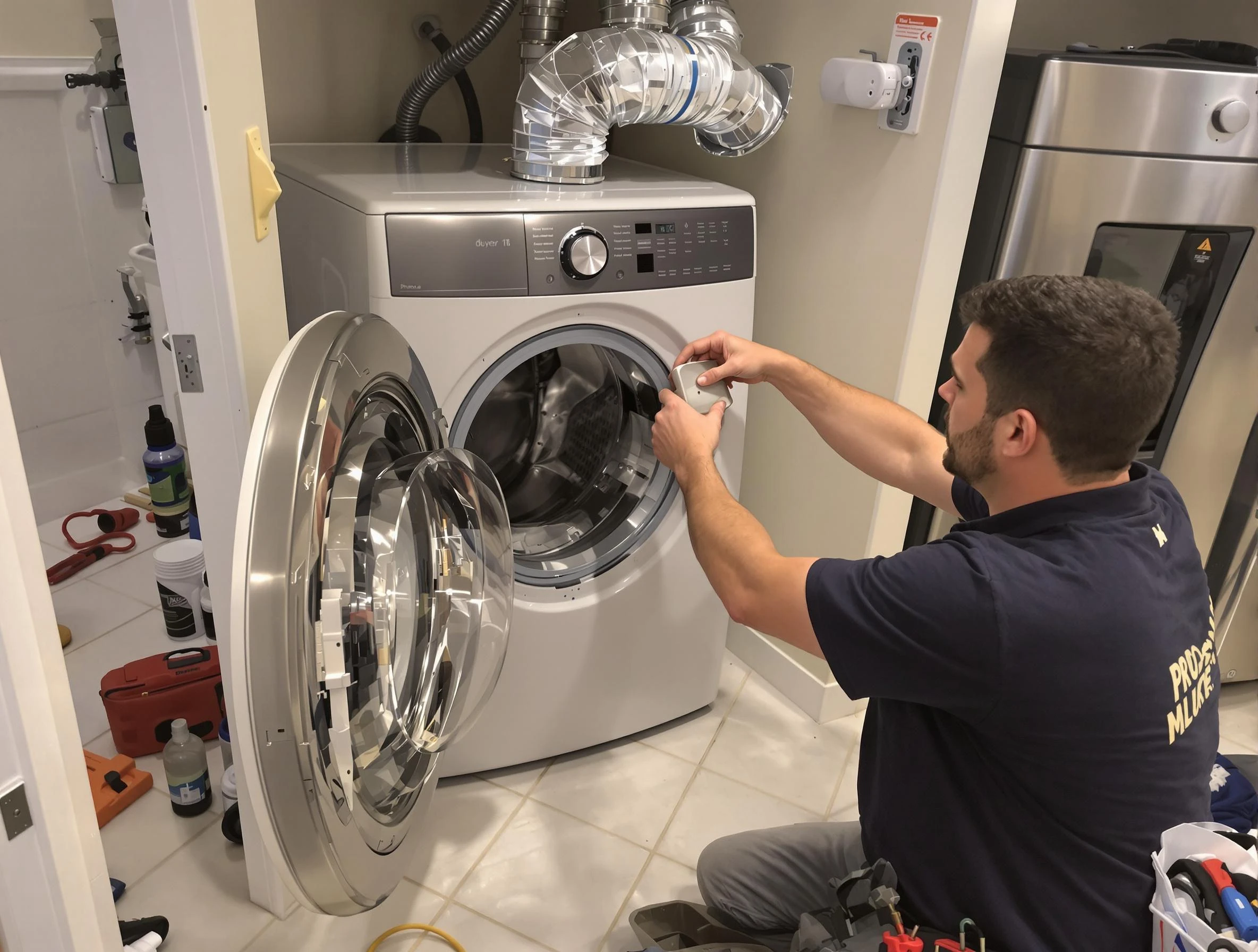 Syracuse Dryer Vent Cleaning technician performing precise dryer vent hose installation in Syracuse