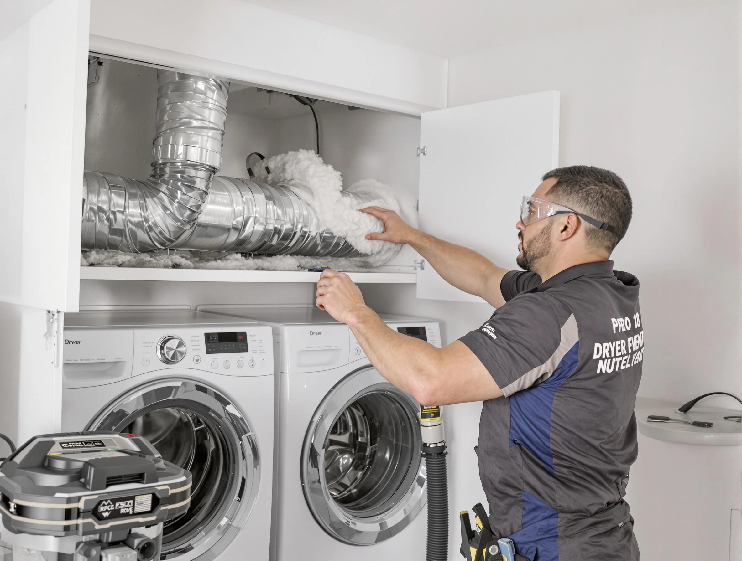 Syracuse Dryer Vent Cleaning certified technician performing specialized gas dryer vent cleaning in Syracuse