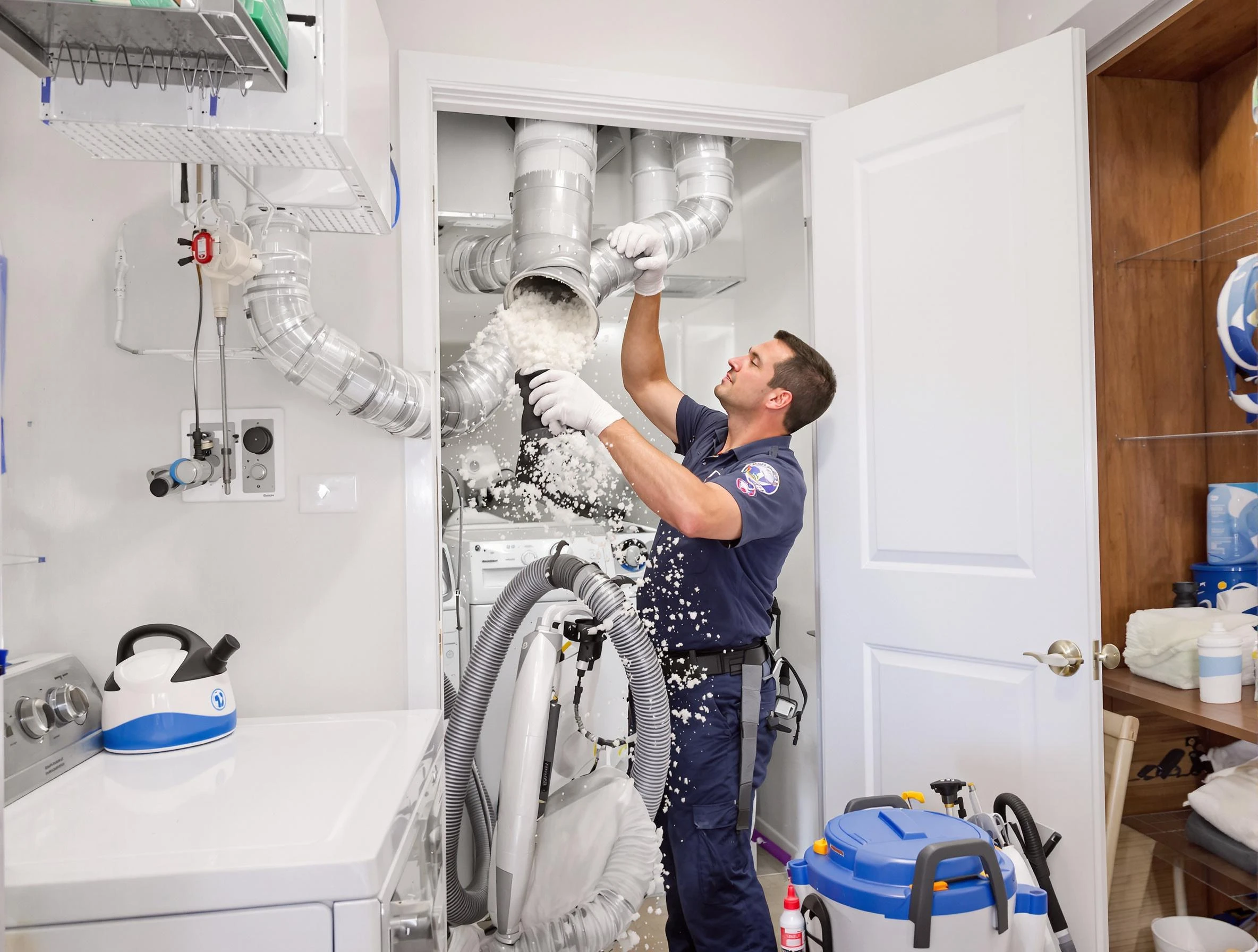 Syracuse Dryer Vent Cleaning technician delivering thorough residential dryer vent cleaning service in Syracuse